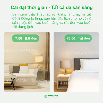 Công Tắc Cảm Ứng HUNONIC Luxury, Công Tắc Thông Minh Bluetooth Mesh Viền Vàng Hình Chữ Nhật - HNLUXC