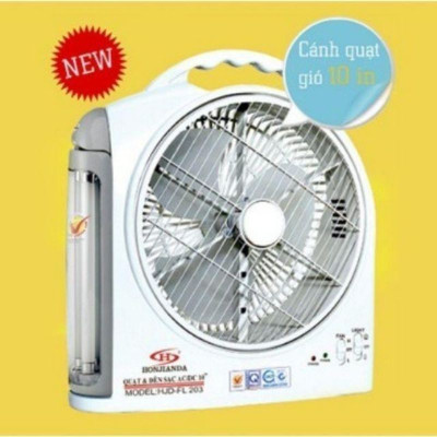 Quạt Sạc Kiêm Đèn Sạc HONJIANDA HJD- FL203 LED 1 bình - Hàng chính hãng