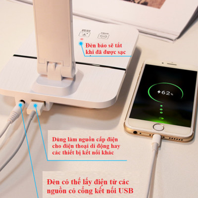 Đèn Bàn Học Chống Cận Thị, Đèn Đọc Sách, Đèn Làm Việc Bảo Vệ Mắt - Đèn Bàn Học LED USB Di Động Cao Cấp Có Thể Gập Hai Chỗ – 03 Chế Độ Ánh Sáng Vàng Bảo Vệ Mắt Chống Cận, đèn học để bàn, đèn học cho học sinh sinh viên, trang trí - Hàng Chính Hãng dododios