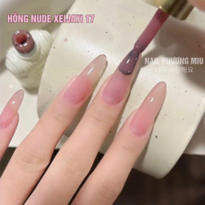 Sơn Gel Màu Thạch Hồng Nude XEIJAYI Số 17 Đậm Mướt Lót Base Làm Nail Siêu Đẹp, Lên Móng Chuẩn Màu Có Chiều Sâu Tôn Da Cần Dùng Đèn Hơ