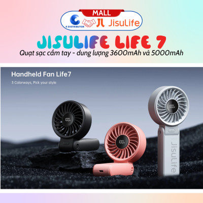 Quạt sạc cầm tay gấp gọn JisuLife Life 7 - dung lượng 3600-5000mAh - Hàng chính hãng