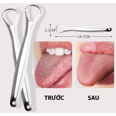 Dụng cụ cạo lưỡi COMBO HỘP 2 Dụng Cụ Cạo Lưỡi Người Lớn Bộ cạo lưỡi bằng inox 304 sáng bóng cao cấp hỗ trợ làm sạch bề mặt lưỡi Cây Nạo Lưỡi Bàn Chải Vệ Sinh