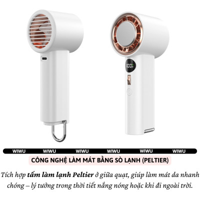 Quạt cầm tay turbo sò lạnh mini siêu mát Pin trâu 3000 mAh, nhỏ gọn linh hoạt hiệu WIWU Wi-FS016 ChillMate - 100 chế độ gió, thiết kế đẹp, bền - hàng nhập khẩu