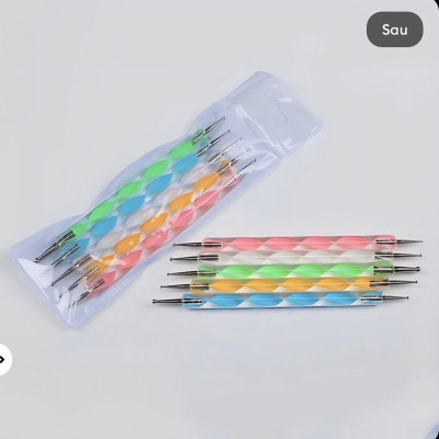 Bút Chấm Bi Nail Đủ Size 5 Cây Cán Nhựa Nhiều Màu - Bút Chấm Bi Vẽ Móng 2 Đầu Bắng Thép Không Gỉ Chuyên Dụng Làm Nail