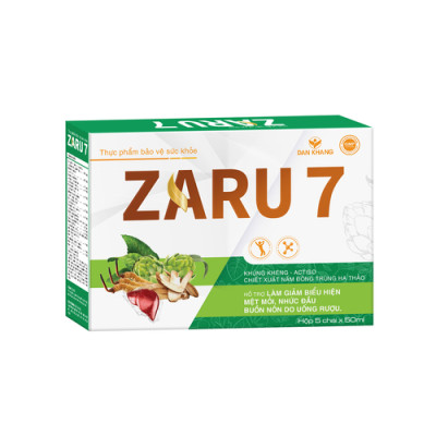 Nước Giải Rượu ZARU 7 Thanh Nhiệt Mát Gan Hỗ Trợ Giảm Mệt Mỏi, Nhức Đầu, Buồn Nôn Do Rượu Bia Hộp 5 Chai