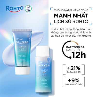 Kem chống nắng nâng tông Skin Aqua Tone up Blue cho da vàng có khuyết điểm đỏ, dạng tinh chất Sunplay Skin Aqua Tone Up UV Essence Blue SPF 50+ PA++++ 50g