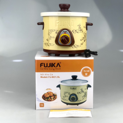 Nồi Kho Cá Thịt,Nấu Chậm,Nấu Cháo ,Chưng Yến 1.5L Fujika KC15 Màu Vàng-Hàng chính hãng