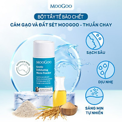 Tẩy tế bào chết cám gạo cho da nhạy cảm, da dầu mụn da khô Gentle Exfoliating Micro Powder -  MooGoo Úc
