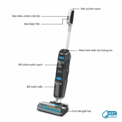 Máy hút bụi không dây lau sàn thông minh 5 chức năng Black+Decker BXUVXA02 -HÀNG CHÍNH HÃNG