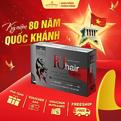 Viên uống Fuhair Plus - Nutramed hỗ trợ giảm rụng tóc, giúp đen tóc và chăm sóc tóc chắc khỏe (Hộp 30 viên)
