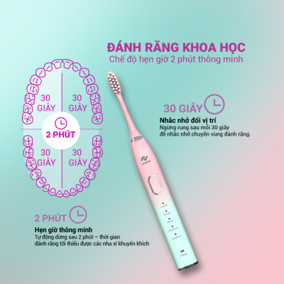 Bàn Chải Điện Sonic Life360 LE-BCD22A (Bản Cao Cấp) - Công nghệ sóng âm sonic, Chải Sạch Mảng Bám Tới 10 Lần, 5 chế độ thông minh, Chống Nước IPX7 
