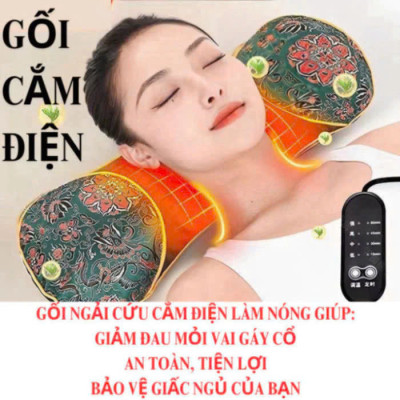 Gối Ngải Cứu Điện Làm Nóng Giảm Đau Mỏi Vai Gáy Nhanh Chóng – Thư Giãn Vai Gáy, Hương Thơm Tự Nhiên