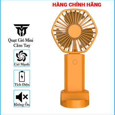 Quạt Cầm Tay Mini Tích Điện Teement , Có Giá Đở Điện Thoại, Sạc USB Di Động Tiện Lợi, Phiên Bản Nâng Cấp - Hàng Chính Hãng