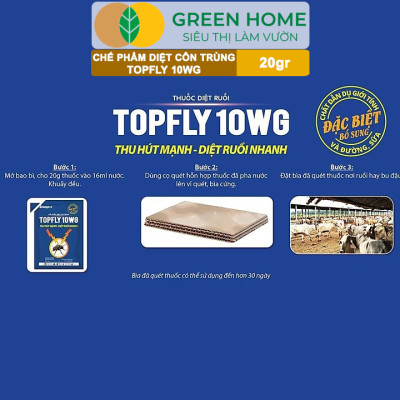 Thuốc Diệt Ruồi Greenhome, Topfly 10wg, Gói 20gr, Thu Hút Mạnh, Diệt Ruồi Nhanh, Hiệu Quả, An Toàn, Tiết Kiệm