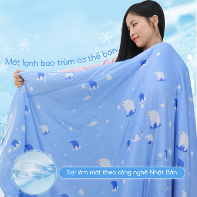 [CHĂN HÈ MÁT LẠNH] Mền lạnh I Cool Advance NIN House NM8027 1m6x2m1 | Chăn chần bông Ice Silk lạnh như tencel