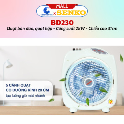 Quạt Bàn Đảo 2 Tấc Senko BD230 - Hàng Chính Hãng - Màu Ngẫu Nhiên