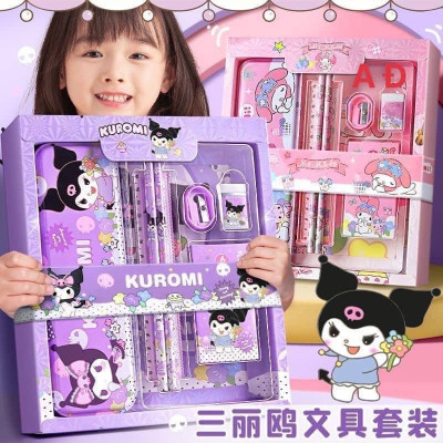 Hộp bút Kuromi Melody Cinnamoroll 7 món cute dễ thương hoạt hình Sanrio cho bé - giao mẫu ngẫu nhiên