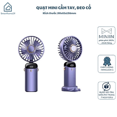 Quạt Mini Cầm Tay Tích Điện 10.000mAh, Đeo Cổ, Gấp Gọn, 5 Tốc Độ Gió Linh Hoạt - HÀNG CHÍNH HÃNG MINIIN