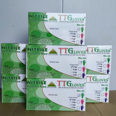 Găng Tay Y Tế Size S Màu Xanh Lá (100 Chiếc) _Không Bột Nitrile TTGLOVES