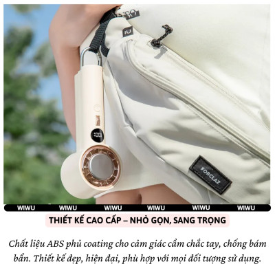 Quạt cầm tay turbo sò lạnh mini siêu mát Pin trâu 3000 mAh, nhỏ gọn linh hoạt hiệu WIWU Wi-FS016 ChillMate - 100 chế độ gió, thiết kế đẹp, bền - hàng nhập khẩu