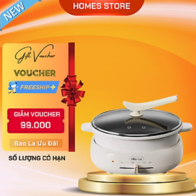 Nồi Lẩu Nướng Đa Năng BEAR DHG-C40W2, Có Kèm Khay Hấp Dung Tích 4 Lít, Công Suất 1500 W - Hàng Chính Hãng