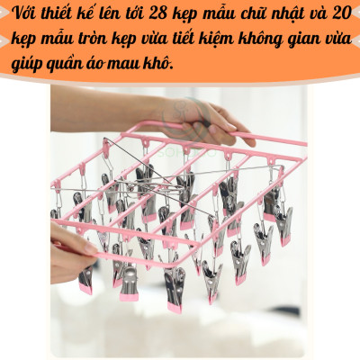 Móc phơi quần áo inox 360 độ Giàn phơi đồ đa năng inox cao cấp Móc treo đồ nhỏ có kẹp inox tiện lợi Giá treo phơi tất, đồ lót, khăn tay bằng inox Móc phơi 20-28 kẹp inox xoay tròn/ chữ nhật Móc phơi inox tiết kiệm không gian