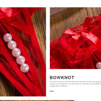 Combo 2 Quần Lót Lọt Khe Phối Ren Hở Đáy Đính Hạt Ngọc Trai Gợi Cảm Cho Nữ (màu ngẫu nhiên) LYEQ059