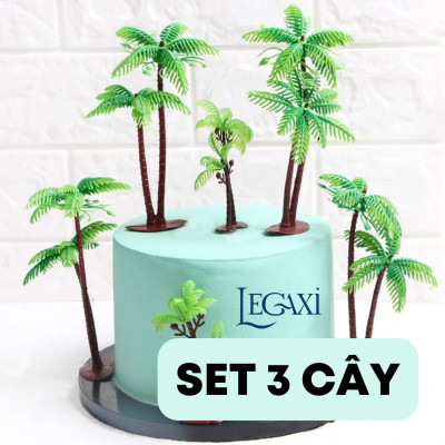 Mô hình cây dừa cây cọ nhựa trang trí bánh kem gato topper cake Legaxi