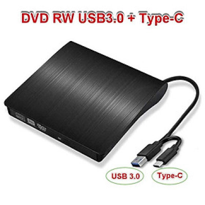 Ổ đĩa quang CD/DVD-RW cắm ngoài USB 3.0, Type-C cho Macbook, Laptop