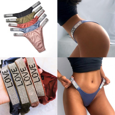 Quần lót lọt khe đính đá chữ Love SIÊU XINH, chất thun mềm mịn, co giãn dễ chịu