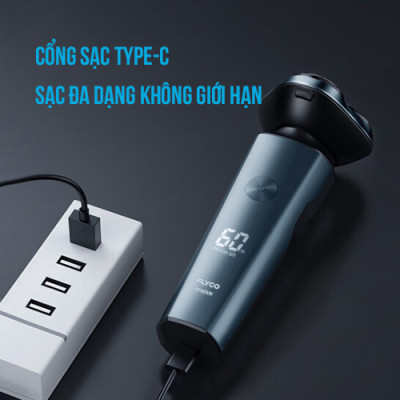 Máy Cạo Râu Flyco 3 Lưỡi Kép FS165VN Thân Máy Kháng Nước Sạc Nhanh 1 Giờ - Hàng Chính Hãng