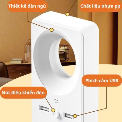 Ổ Cắm Chuyển Đổi USB Kèm Đèn Ngủ LED Dịu Nhẹ – Nhỏ Gọn, Tiện Lợi Ban Đêm