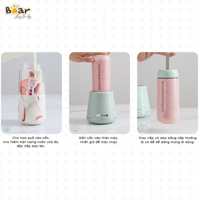 Máy Xay Sinh Tố Cầm Tay Bear, Nghiền Hoa Quả Công Suất Lớn, Chất Liệu An Toàn LLJ-D04A1 - Hàng Chính Hãng