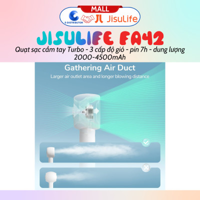 Quạt mini cầm tay JisuLife FA42 - dung lượng pin 2000 - 4500mAh - Hàng chính hãng