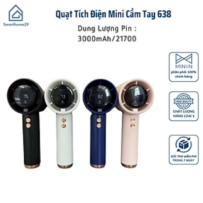 Quạt Tích Điện Mini Cầm Tay 638 – Màn Hình LED, 100 Tốc Độ Gió, Pin 4000mAh Siêu Mát - HÀNG CHÍNH HÃNG MINIIN