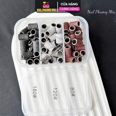 Hộp 60 Đầu Mài Móng Nhám Mịn, Giấy Nhám Chất Lượng Cao, Mài Nhanh, Không Gây Tiếng Ồn, Làm Nail Tiện Lợi Nail Phương Miu