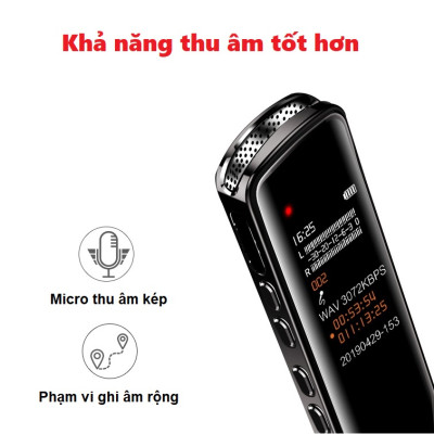 KHUYẾN MÃI KHỦNG, SỐ LƯỢNG CÓ HẠN - ROGTZ - Máy ghi âm mini A618 Bộ nhớ trong 8GB Pin Lithium 180mah 569 giờ Ghi âm đa định dạng wav mp3 wma flac ape ogg Màn hình LCD  USB2.0  Kết nối đa dạng Thiết kế sang trọng Hàng Chính Hãng