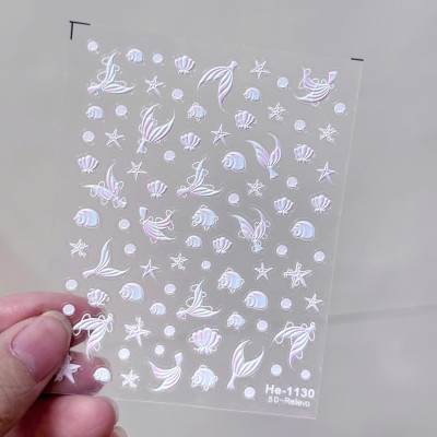 Sticker 5D Biển Cả Hình Sao Sò Ốc Biển Cá Heo Nhiều Màu Pastel Làm Nail Du Lịch Mùa Hè, Hình Dán Móng Ngọc Trai BLUE SEA Sứa Biển Nổi Mix Kiểu