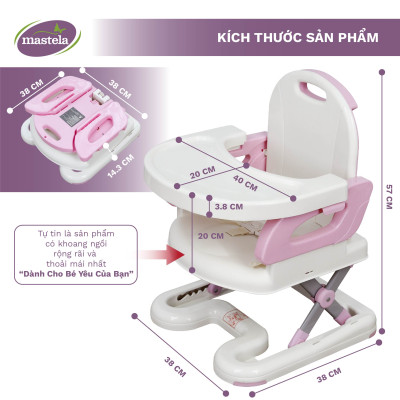 Ghế Ăn Dặm, Ghế Ngồi Ăn Em Bé Nâng Hạ Độ Cao Có Đế Chắc Chắn Mastela 0711