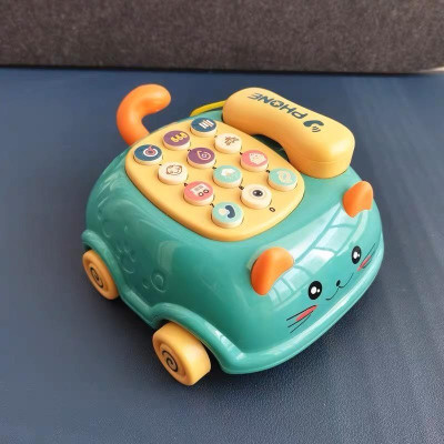 (Full box)Đồ chơi điện thoại ô tô hình mèo dễ thương có 64 bài nhạc và 16 chức năng cho bé