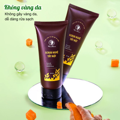 Bộ dưỡng trắng da mặt Wonmom ( 1 kem nghệ tươi 50g + 1 scrub nghệ tẩy mặt 70g)