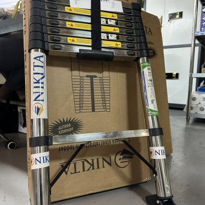 Thang Nikita  inox rút đơn 3,2 m tiện cất gọn, di chuyển, chống trượt an toàn, tải trọng đến 150kg