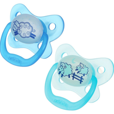 [ PV12006/PV12008 - Xanh ] Set 2 ty ngậm phát sáng dạ quang Prevent chỉnh nha, chống vẩu Dr.Brown