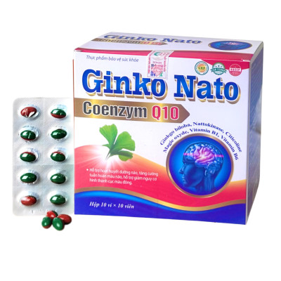 Viên uống bổ não Ginko nato coenzyme q10 - Hộp 100 viên - Giúp hoạt huyết, giảm xơ vữa động mạch, tăng