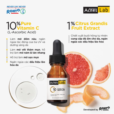 Seum VItamin C 10% dưỡng trắng mờ thâm sạm Acnes Lab C10 serum 15ml