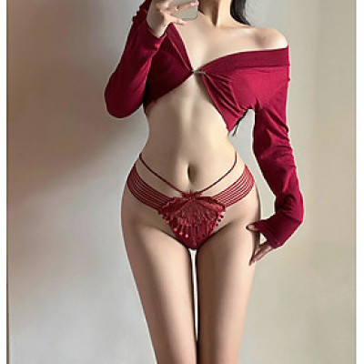 Quần lót nữ lọt khe sexy 2 dây cạp ren tua rua hạt