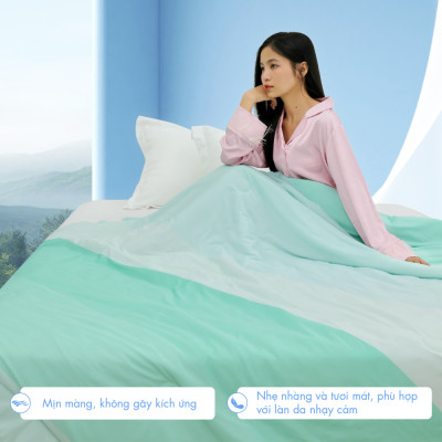 [CHĂN HÈ MÁT LẠNH] Mền lạnh I Cool Advance NIN House NM8036 2mx2m2 | Chăn chần bông Ice Silk lạnh như tencel, Chăn điều hoà nhiều độ