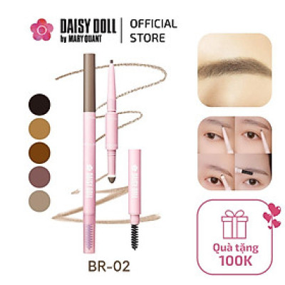 Kẻ Lông Mày 3 Trong 1 BR-02 Natural Brown Bút Chì Kẻ Mày, Cọ Phấn Bột & Cọ Chải Bền Màu Lâu Trôi Chống Nước Daisy Doll