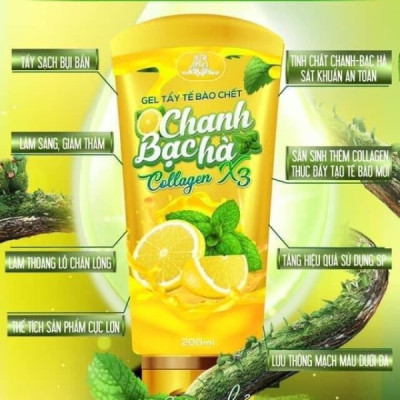Gel Tẩy Tế Bào Chết Chanh Bạc Hà Collagen X3