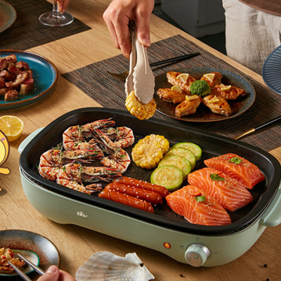 Nồi Điện Đa Năng, Nồi Lẩu Nướng Đa Năng BEAR SUBE004 3 Khay Rời Dung Tích 4L, Công Suất 1200W - Hàng Chính Hãng